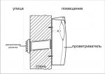 Схема установленного проветривателя aeropac на стене здания (разрез)